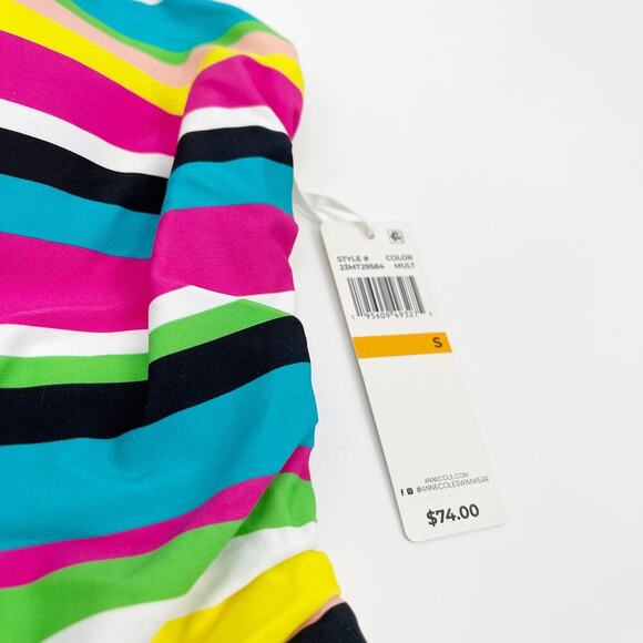 Anne Cole Center Tab High Neck Tankini Swim Top Size Small Striped NEW - Picture 5 of 6